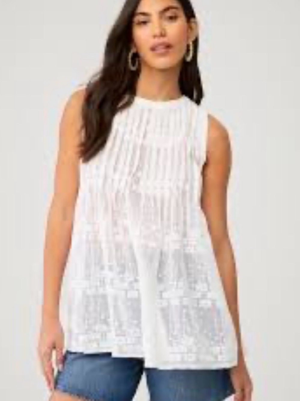 Free People nwt White Sleeveless Lace Tie-Front/back Tunic - Picture 3 of 9